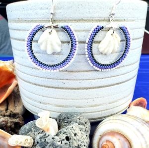 Handmade Shell Beaded Hoops